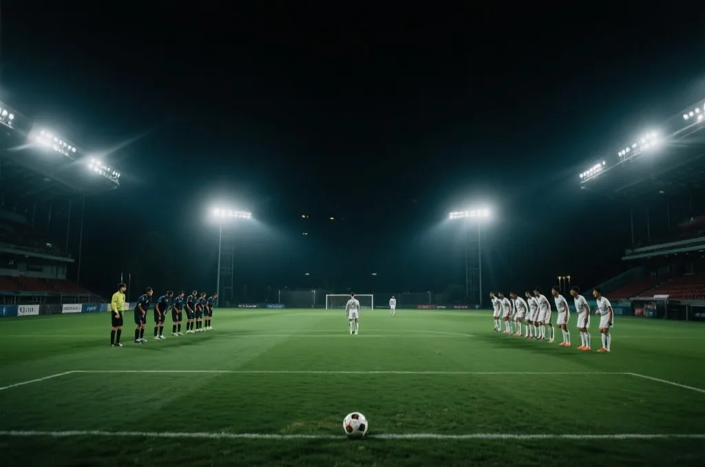 世界杯淘汰赛夜晚球场氛围示意图